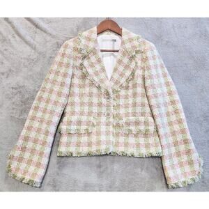 Classiques Entier Pink and Green Plaid Jacket Size Small